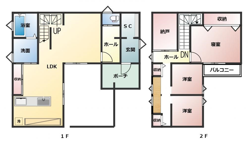 西条市小松町新屋敷土地建物【1,780】59.83坪　27.05坪の間取り