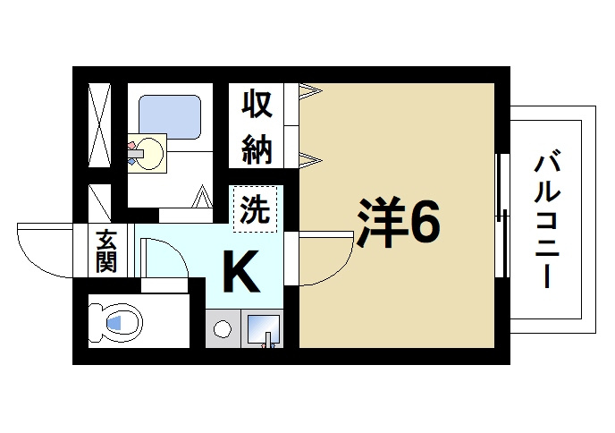 ラポール田井庄Bの間取り|人気の1Kです