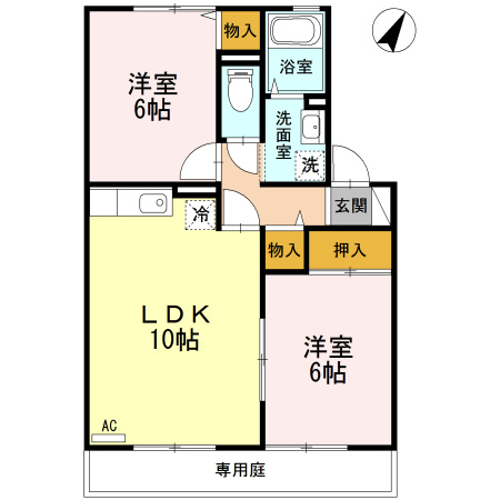 【間取り】 | ヴィラフローラⅡ | 2LDKのお部屋です