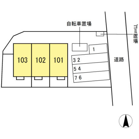 熊本市中央区内坪井町のアパートの区画図