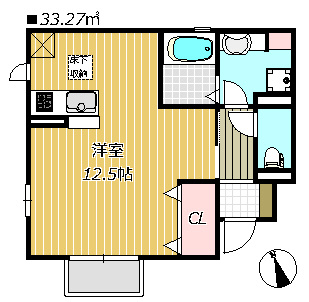 【間取り】 | ペシュール | ２面採光の明るいお部屋です