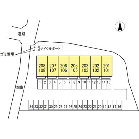 熊本市北区飛田２丁目のアパートの区画図