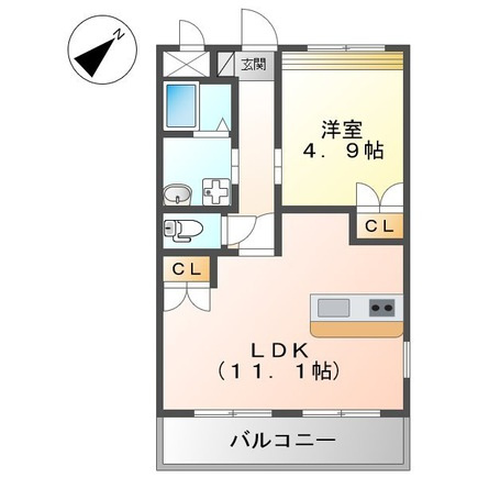 熊本市東区八反田３丁目のアパートの間取り