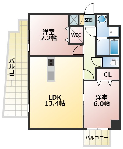 熊本市中央区薬園町の賃貸マンションの間取り
