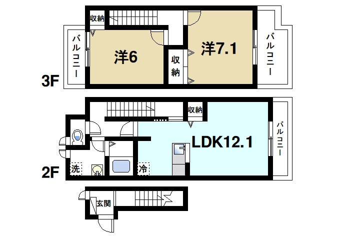 フラン・ベル（天理市）の間取り|2LDKの間取り