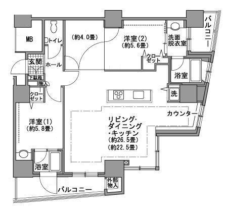 港区海岸１丁目の賃貸マンションの間取り