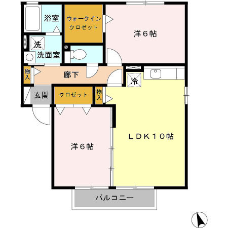 セジュール荒井の間取り|2LDK