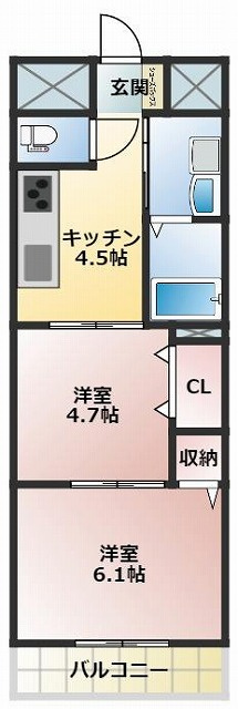 PERLA南川添Ⅱの間取り