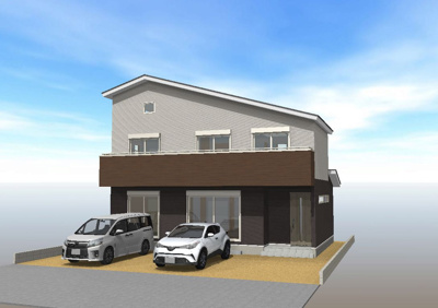 【外観パース】 | 高知市朝倉丙 新築売家 4SLDK | 高知市朝倉丙　新築売家　4SLDK　オール電化