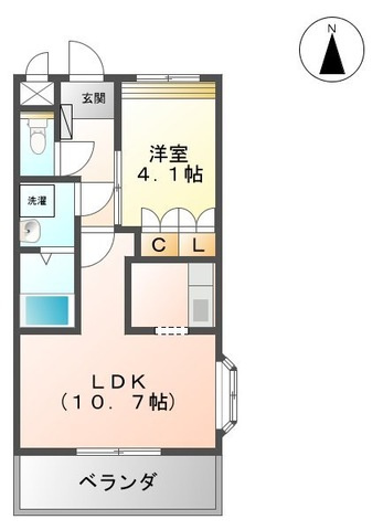 熊本市東区上南部３丁目のアパートの間取り