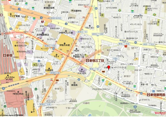 新宿区新宿２丁目の事務所の地図