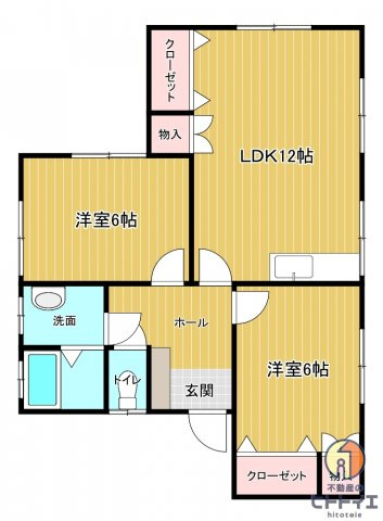 オオクマハイツの間取り|2ＬＤＫです