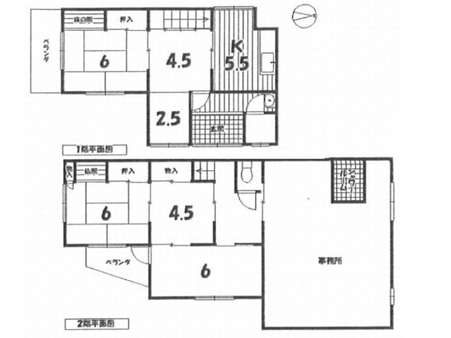 【間取り】 | 山科区西野野色町　中古事務所付き住宅