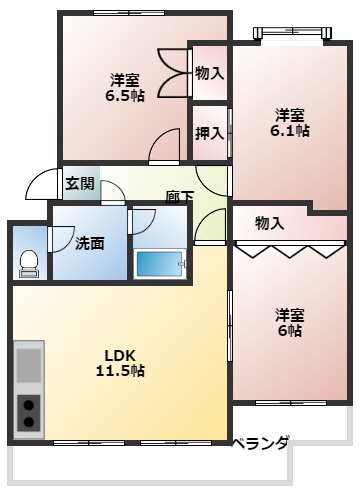【間取り】 | フォーシーズン和歌山Ⅰ