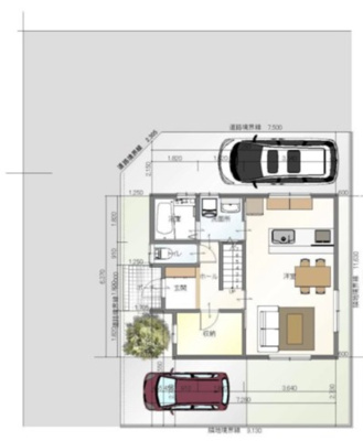 【参考プラン】 | 田園町2丁目土地 | プラン例（1階）です。