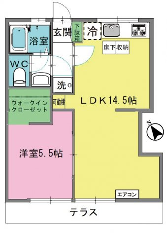 【間取り】 | ハイツ寺の台 | 1LDKタイプはキッチンと寝室を分けたい方におすすめです☆カップルさんや新婚さんにも大人気！全室洋室で過ごしやすいですね☆