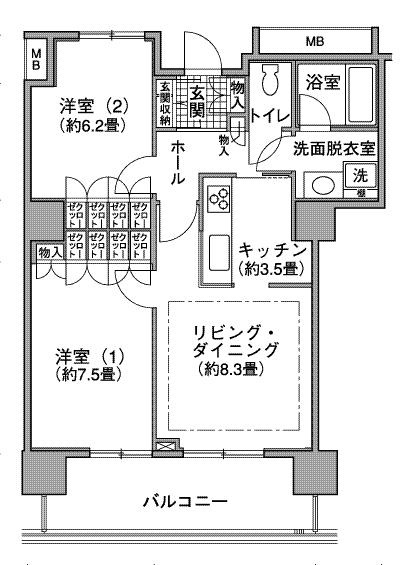 江東区豊洲５丁目の賃貸マンションの間取り