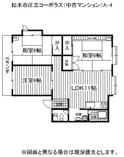 【間取り】 | 松本市庄三コーポラス（中古マンション）A-4