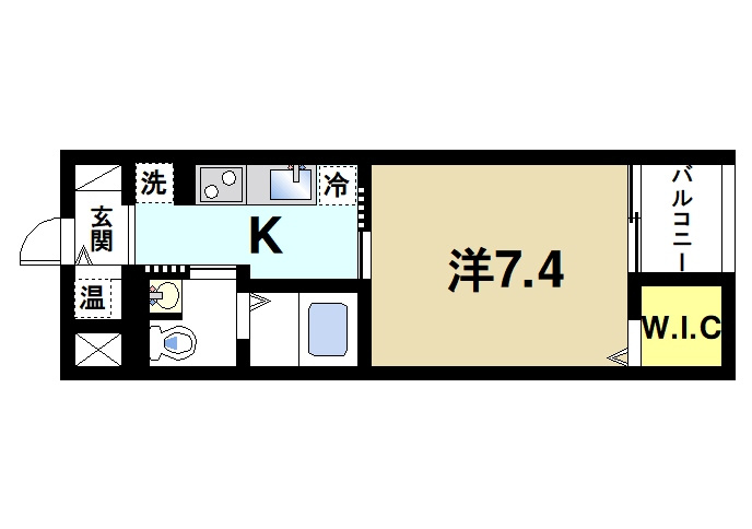 ベルオーブ　Ⅲの間取り|お一人暮らしにピッタリの1Ｋのお部屋です。