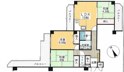 ★「蛍池」駅～徒歩6分♪周辺生活施設充実★ドムール豊中4階部分♪の画像