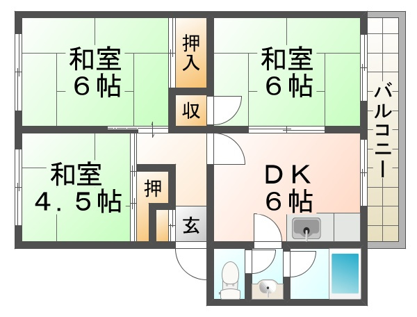 名谷農住団地F棟の間取り
