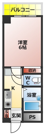フリーディオ木屋元町の間取り|１Ｋの間取り