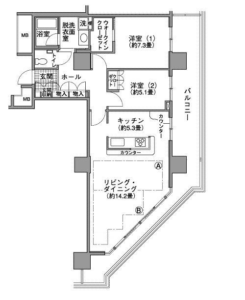 江東区豊洲５丁目の賃貸マンションの間取り