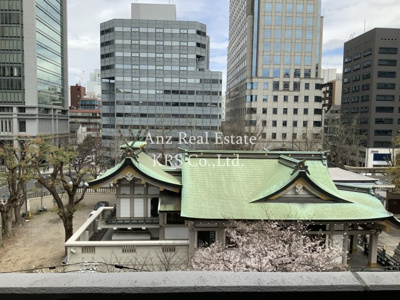 【展望】 | インテリジェンス御堂 | 難波神社境内の桜が見えてほっこり♪