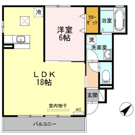 【間取り】 | エスポワールＭＡＮＡＢＥ　A棟 | 1LDKのお部屋です
