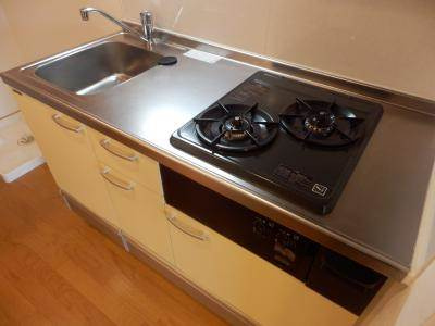 フラッティ梅小路のキッチン|２口ガスシステムキッチン