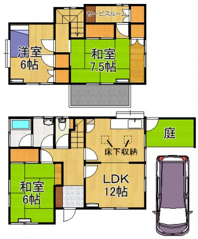 南荻島佐藤貸家の間取り|全居室6帖以上の使いやすい間取りです♪