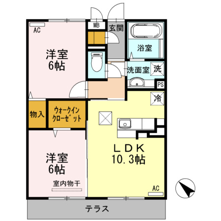 熊本市東区御領４丁目のアパートの間取り