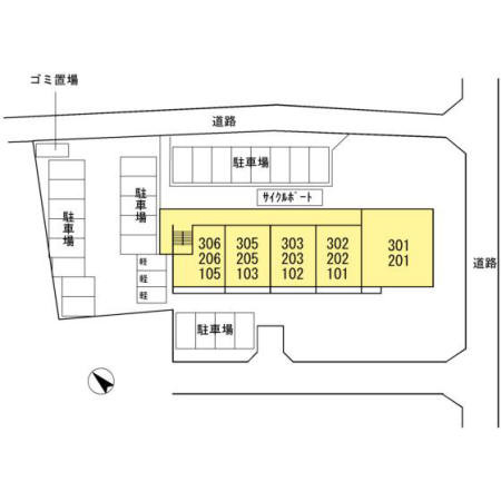 熊本市東区御領４丁目のアパートの区画図