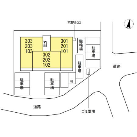 熊本市中央区萩原町のアパートの区画図