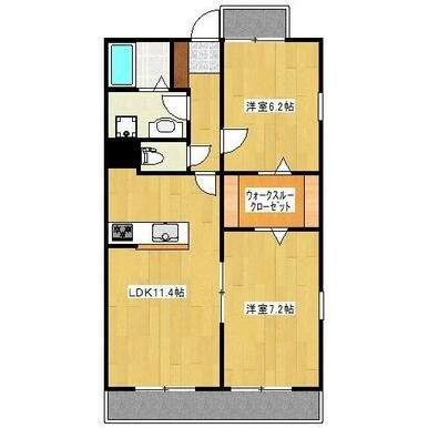 熊本市南区田井島１丁目の賃貸マンションの間取り