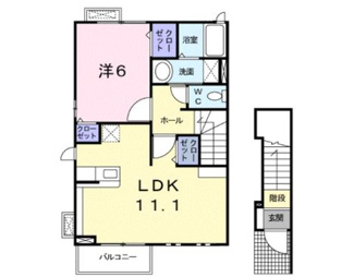 【間取り】 | プリーマ | 収納豊富な1LDK♪