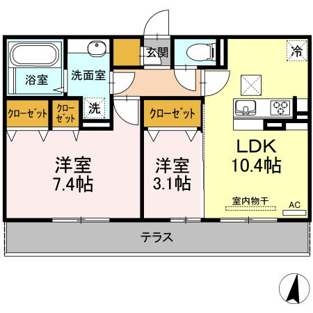 熊本市南区刈草３丁目のアパートの間取り