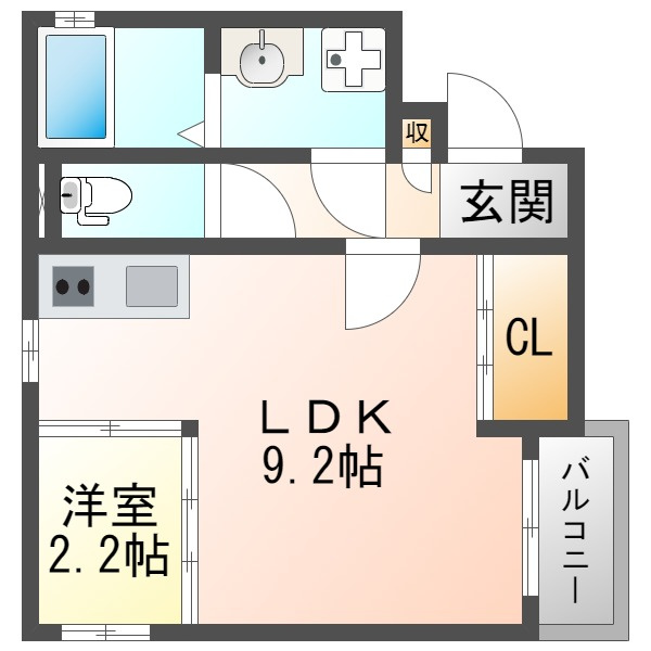 大阪市淀川区三津屋南１丁目のハイツの間取り