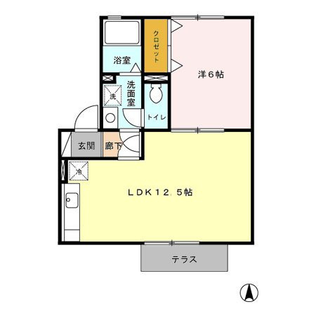 熊本市南区出仲間９丁目のアパートの間取り