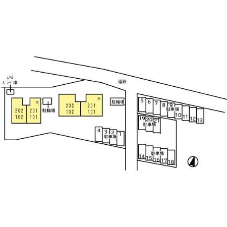 熊本市南区幸田２丁目のアパートの区画図