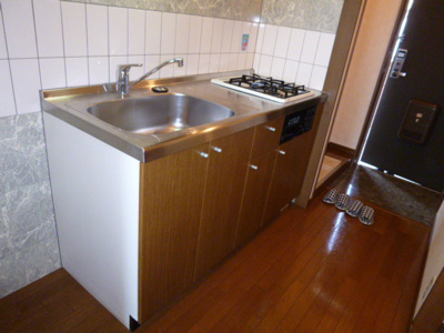 【キッチン】 | リベルテ中畝Ａ | 二口ガスコンロ付き