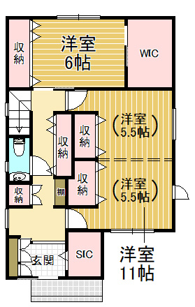 岸和田市下池田町　中古戸建のその他|11帖の洋室を中央で間仕切ると、４LDKの間取りに変更可能です