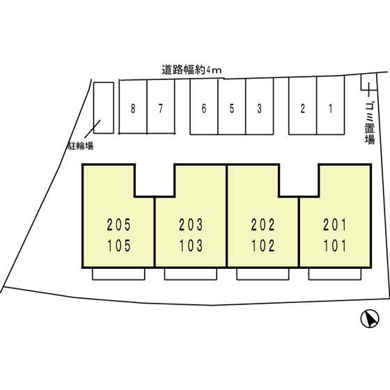 泉北郡忠岡町忠岡北１丁目のハイツの区画図