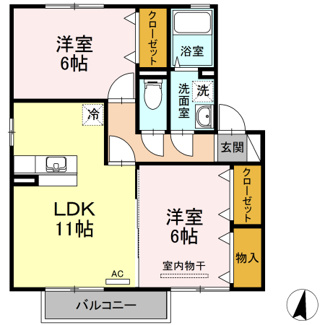【間取り】 | ソレイユ千田　Ｄ