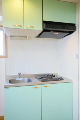 【キッチン】 | スカイコート市ヶ谷柳町 | システムキッチン（2口ガスコンロ）