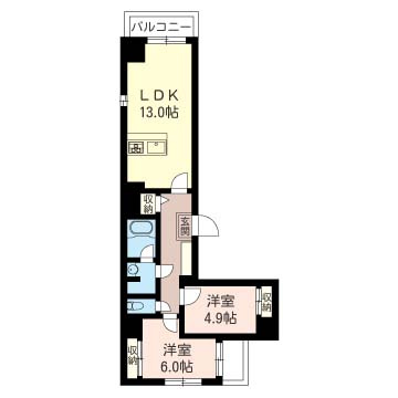 ルーナ エ ソレーユ　Ⅲの間取り|広々13帖のリビングと南面洋室2室！