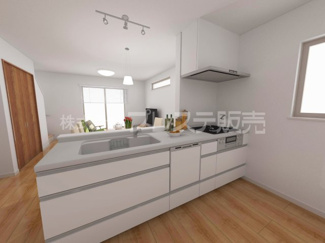 【キッチン】 | キッチン完成イメージ／人気の対面キッチン♪食器洗い乾燥機を標準装備！