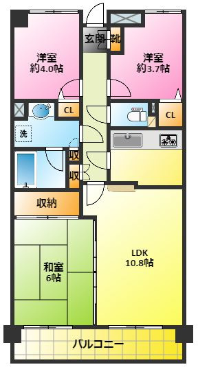 コンフォール元住吉の間取り|☆オートロック・エレベーター・防犯カメラ・追い焚き機能バス・独立洗面化粧台・システムキッチン・ＣＡＴＶ・都市ガス・インターホン・独立型キッチン☆