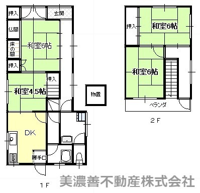 ４５２３８　岐阜市松山町事業用貸家の間取り