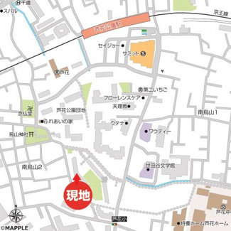 【地図】 | 現地案内図です。京王線「芦花公園駅」まで徒歩５分、便利な立地です。